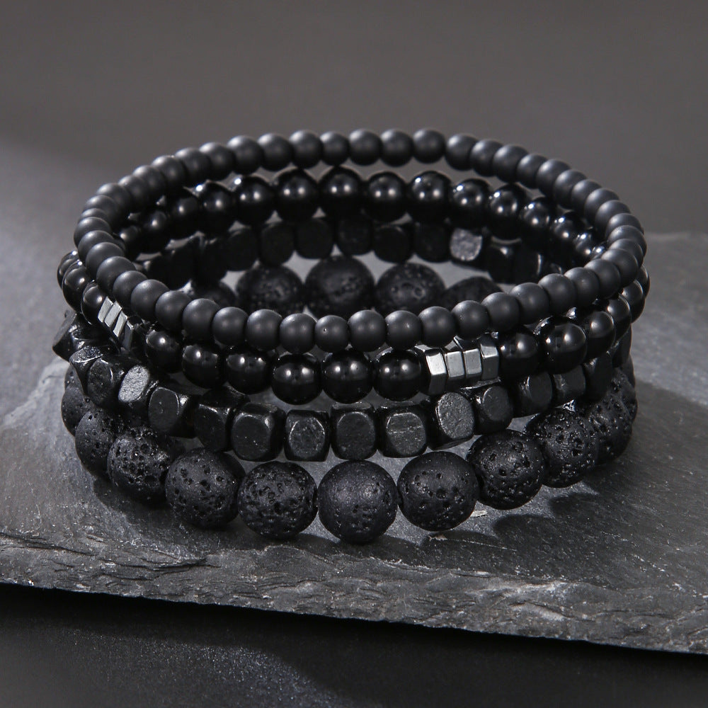 Wholesale black frosted wear copper with zirconium diamond ball flying saucer long bracelet set
